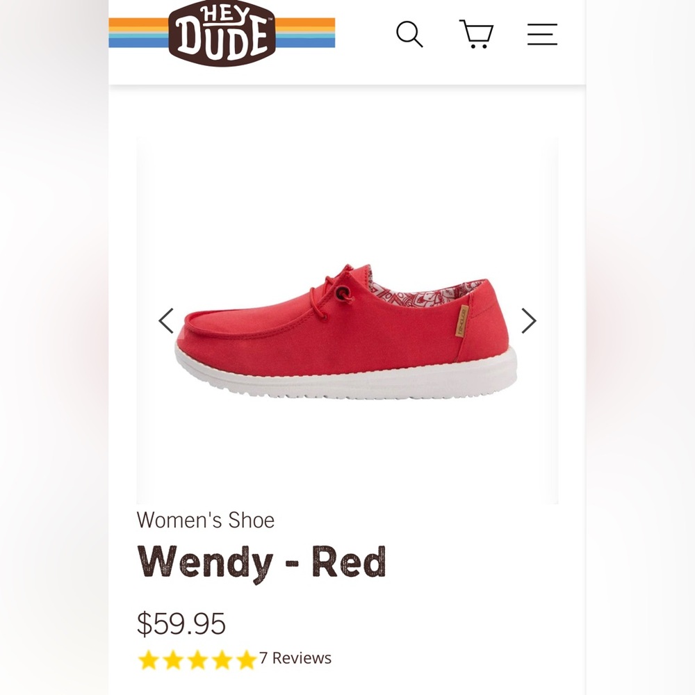 Size 6 Red Hey Dudes- Wendy❣️
